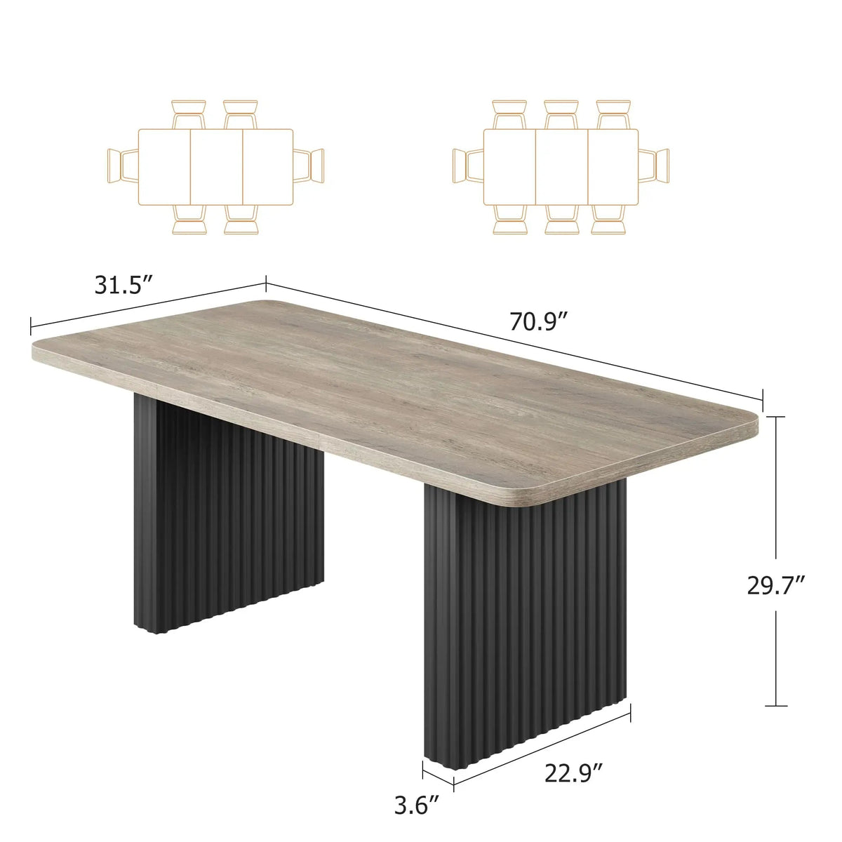 Table à manger rectangulaire néoclassique