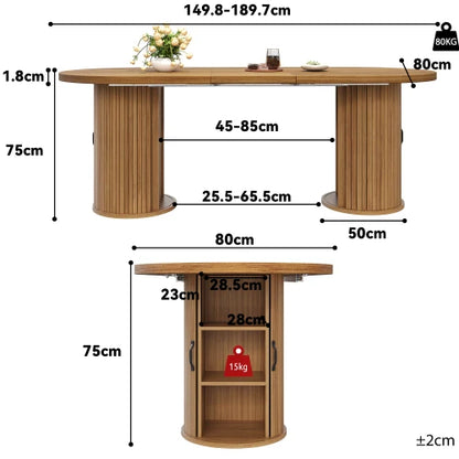Table à manger avec compartiment de rangement