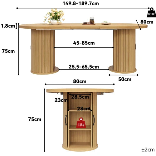 Table à manger avec compartiment de rangement