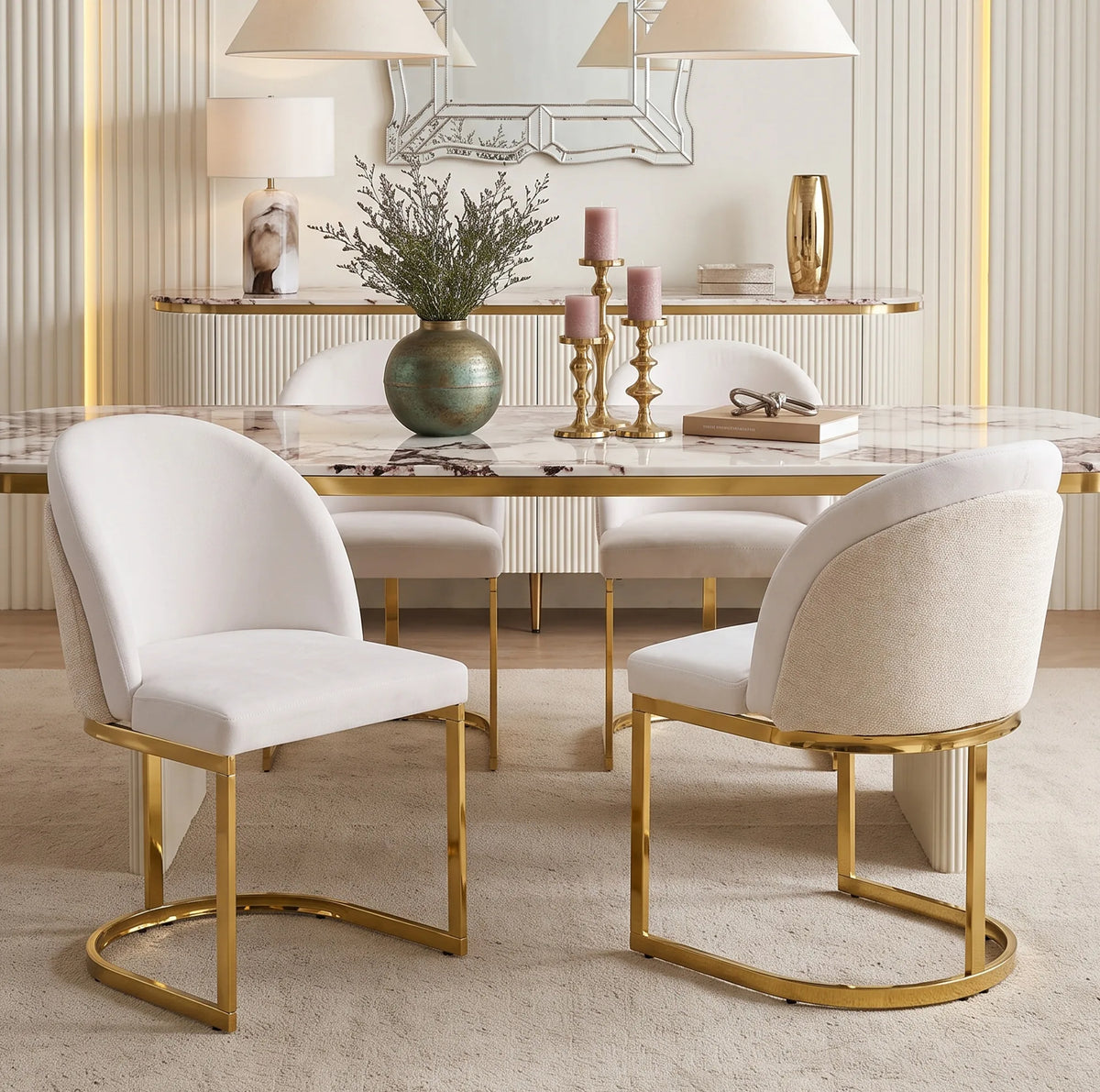 Lot 4 chaises chenille