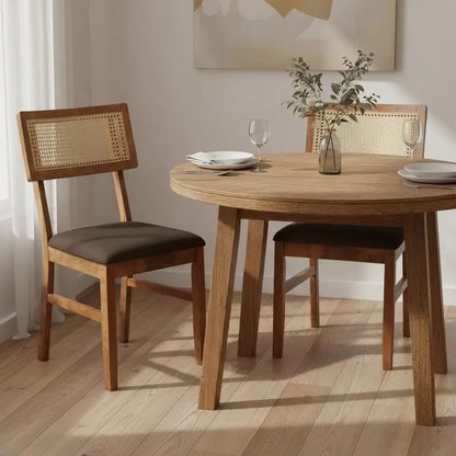 Lot 2 chaises dossier en rotin tressé