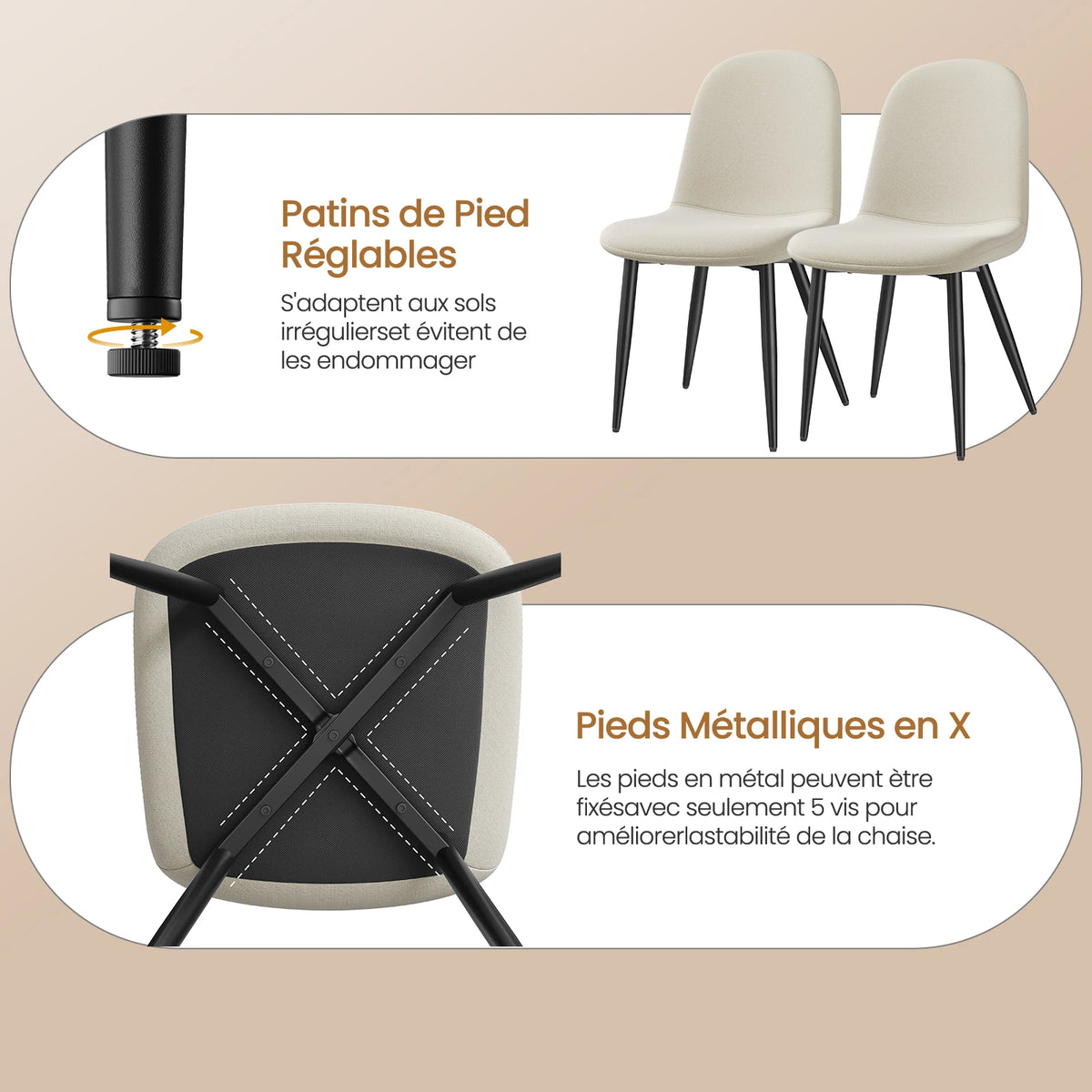 Lot 6 chaises en lin