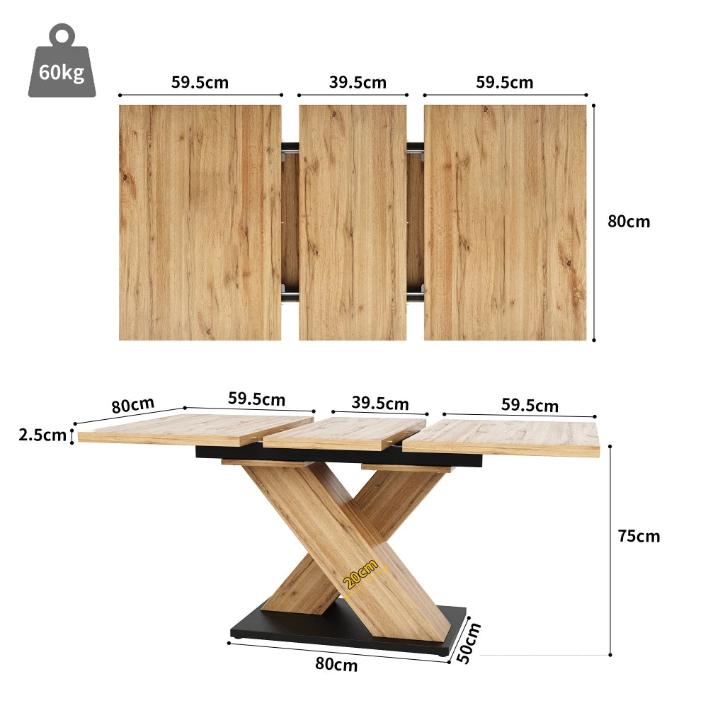 Table à manger en bois télescopique